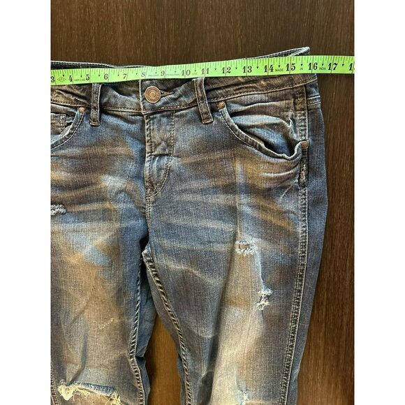 Silver Jeans Super Stretch Boyfriend Distressed Mid-Rise Cropped Jeans W29/L25 - Picture 9 of 11